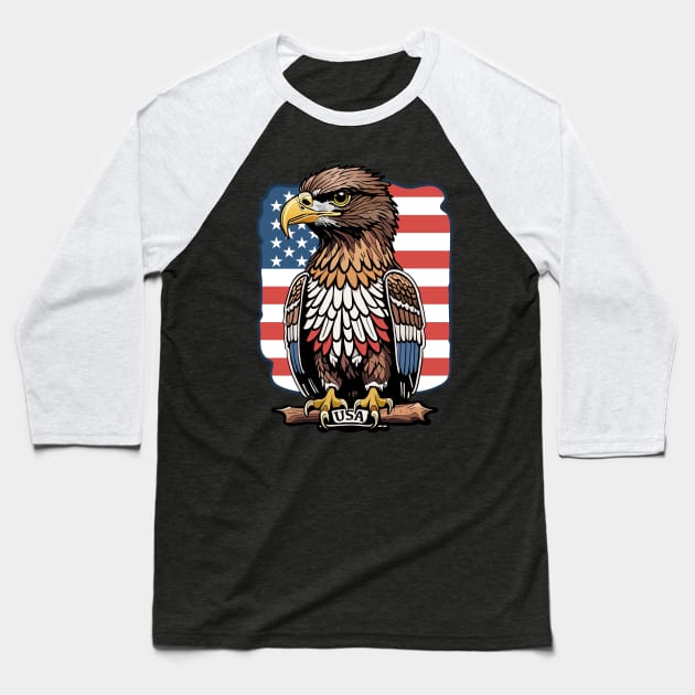 Eagle American Flag shield USA Baseball T-Shirt by anderleao